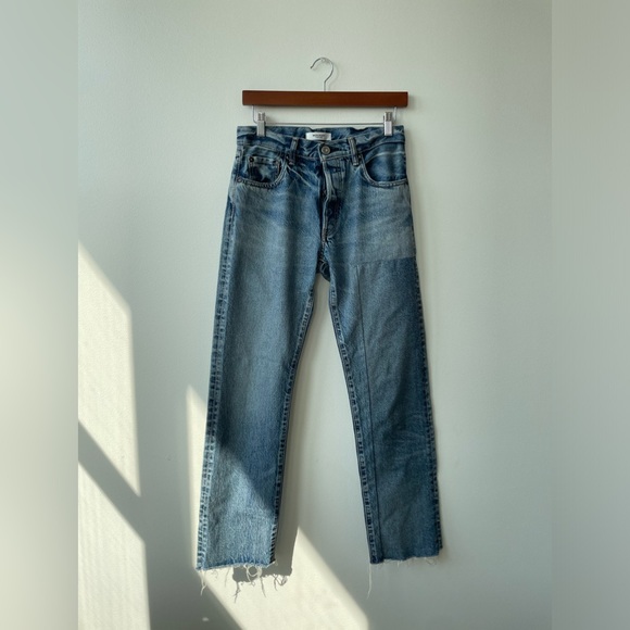 Moussy Vintage Raw Hem Single Leg Stitch Detail Jeans - Size 26 - Picture 1 of 9
